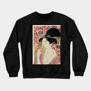 Japanese woman portrait holding a comb. Crewneck Sweatshirt